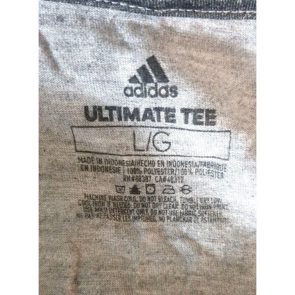Adidas Mens Ultimate Tee L Gray Black Short Sleeve Iconic Athletic Logo Shirt - Picture 3 of 4